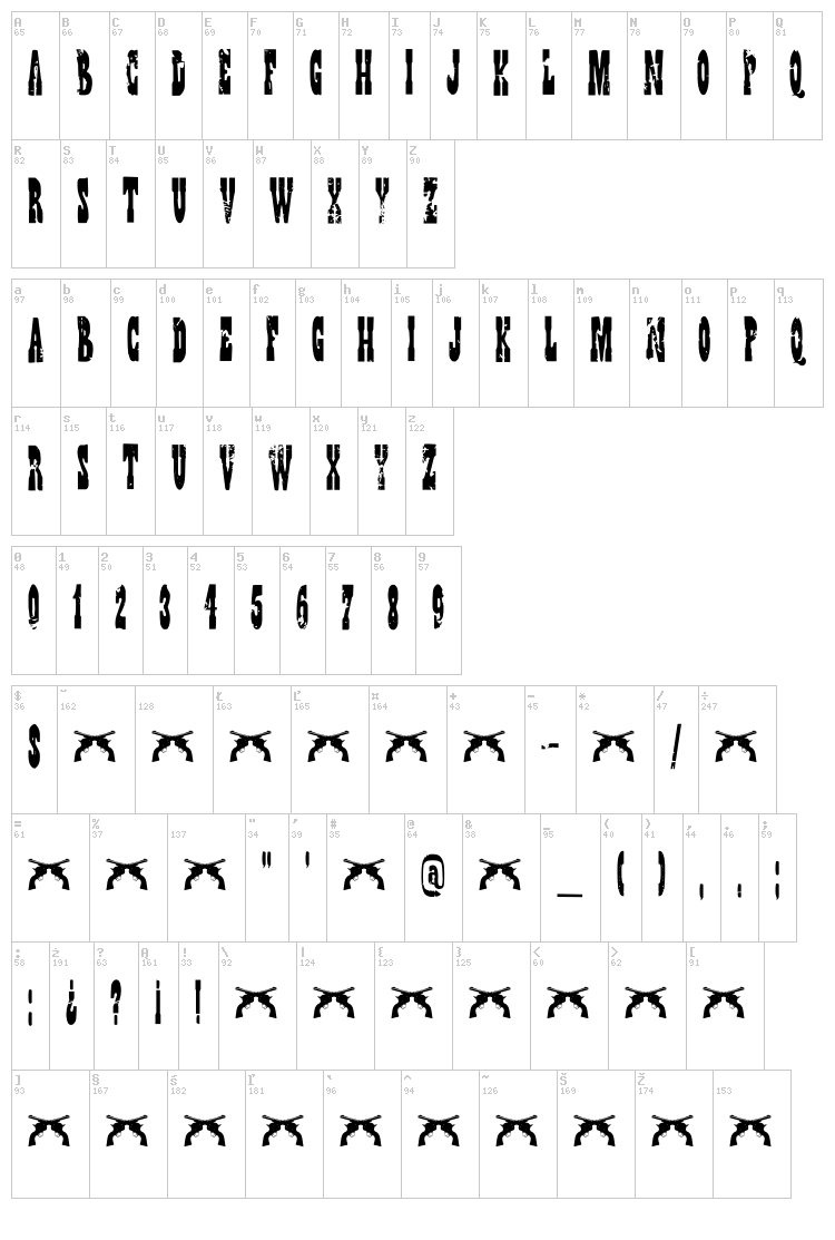 DK Wild Bunch font map